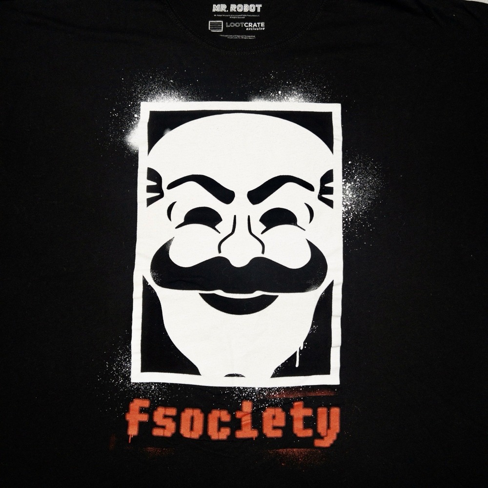 Mr Robot‎ FSociety XXL Black Cyberpunk T Shirt 50" Chest 28" Length